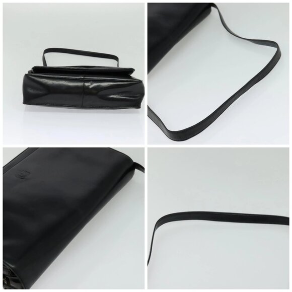 LOEWE Anagram Shoulder Bag Leather Black Gold Auth bs27097 - Picture 16 of 16